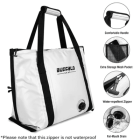37QT Fish Cooler Bag With Flat Bottom - White