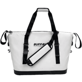 37QT Fish Cooler Bag With Fishing Rod Holder -White